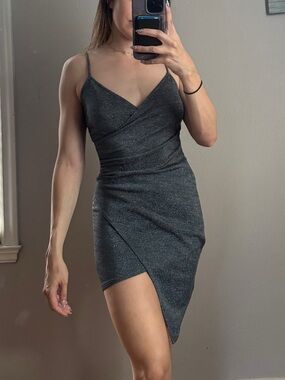Shimmery silver Asymmetric Slip Dress - Women's